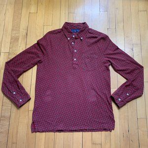 Ralph Lauren Mens Red Square Shape Long Sleeve Polo Shirt Sz M Medium